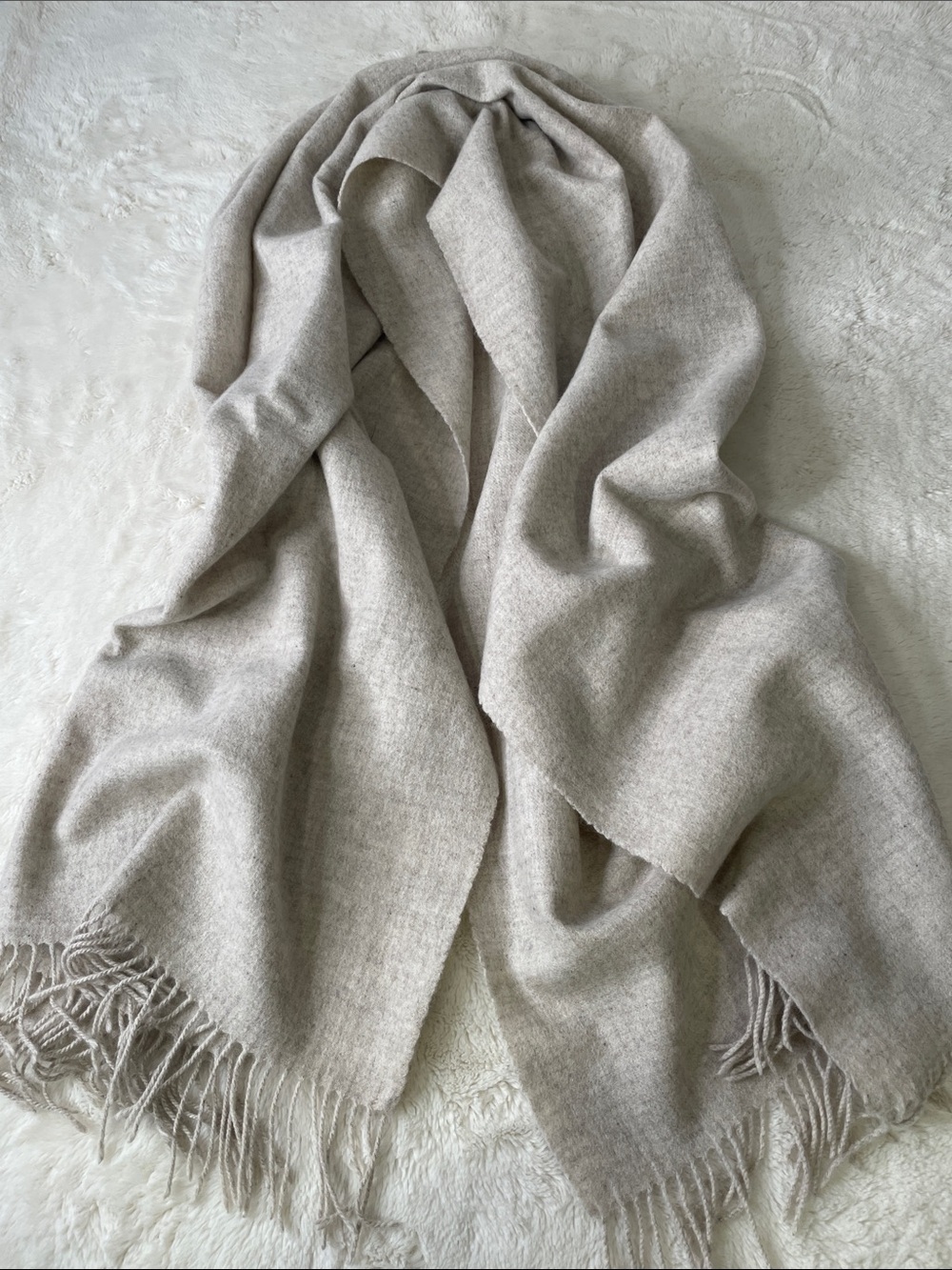 Wilfred Cream Wool Fringe Wrap Scarf